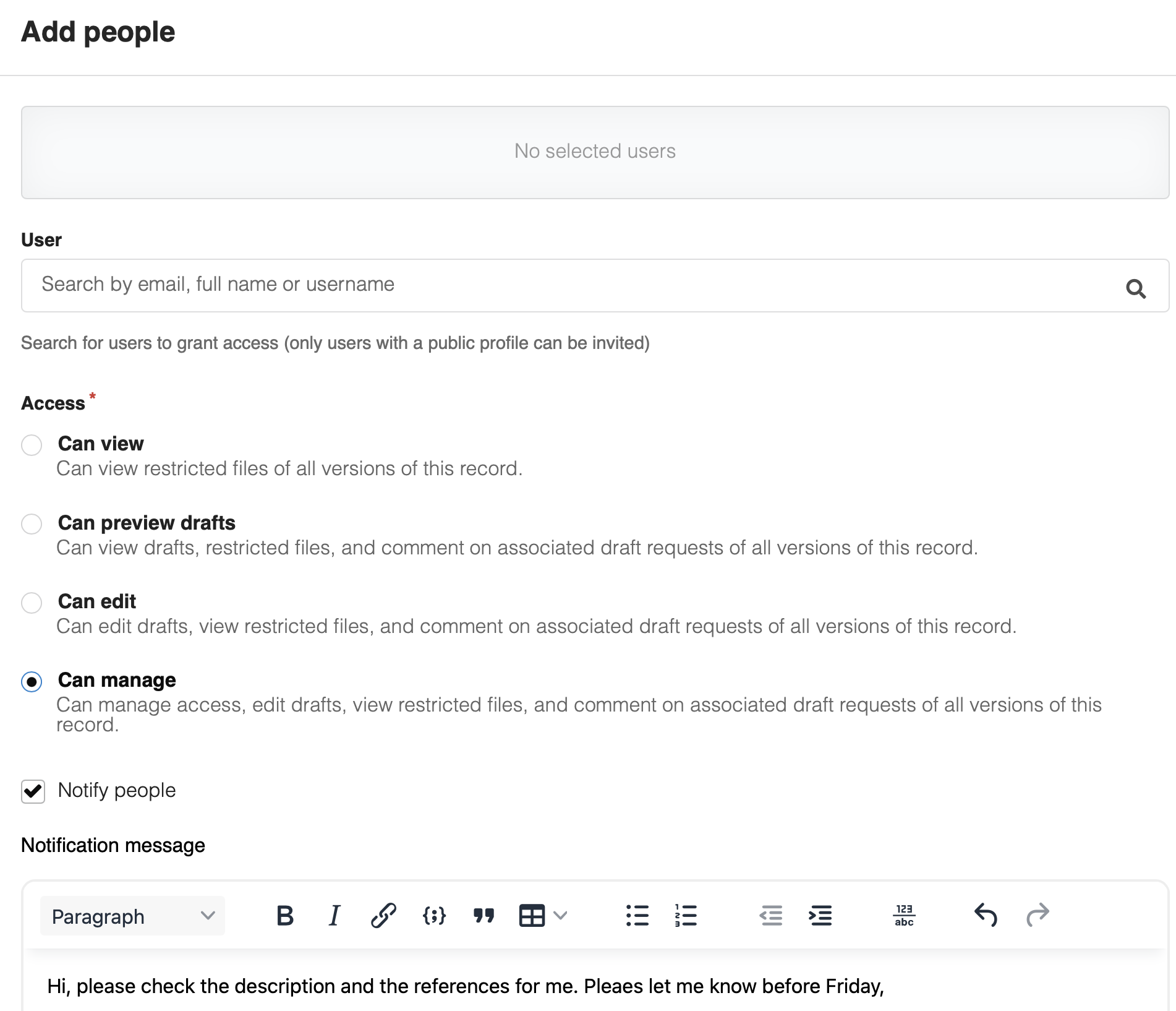Manage user accessibility