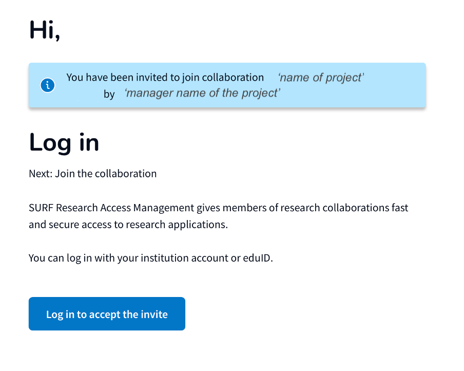 Log in to accept the invite button