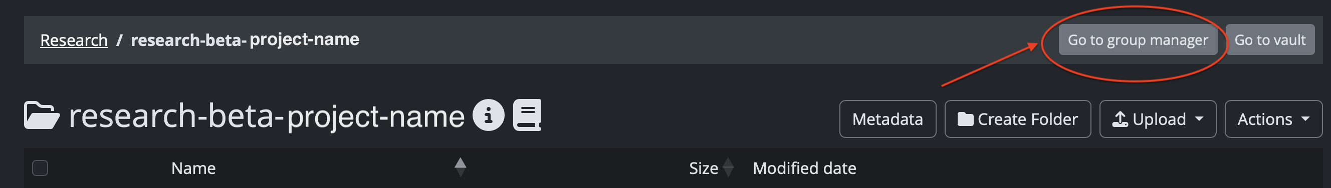 Go to group manager button in Yoda