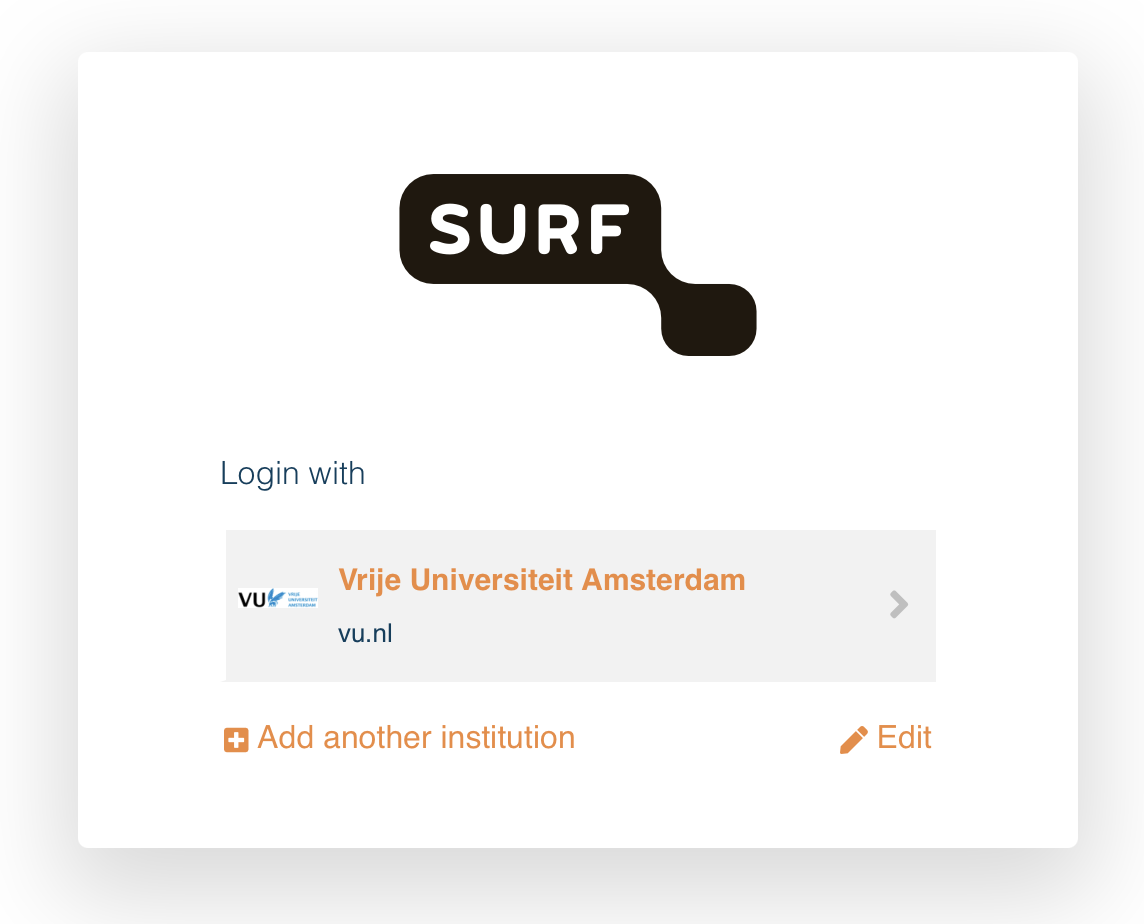 Login via VU institution in Yoda